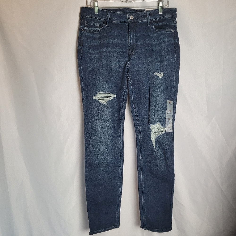 NWT Old Navy Women's Darkwash Midrise Rockstar Super Skinny Jeans Size 12